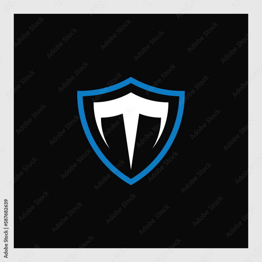 Letter E and Shield Security Logo Design. Vector Illustrator