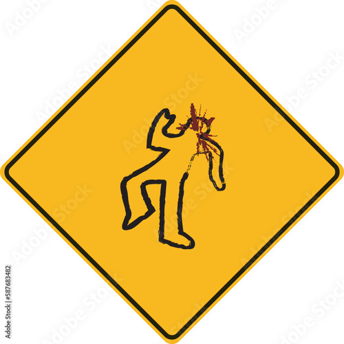 art illustration sign such as a universal sign indicating a victim of an accident, an area where accidents often occur is related to driving safety.