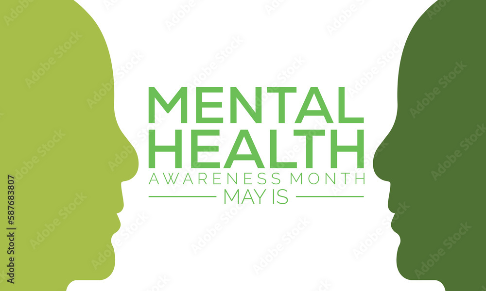 Mental Health Awareness Month in May. madicale banner design template Vector illustration background.