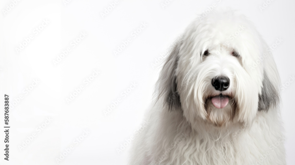 animal on the white Background dog Old English sheepdog generative ai animal on the white Background dog Old English sheepdog generative ai