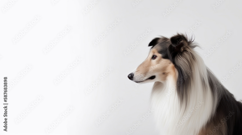 animal on the white Background dog Long-haired collie generative ai animal on the white Background dog Long-haired collie generative ai