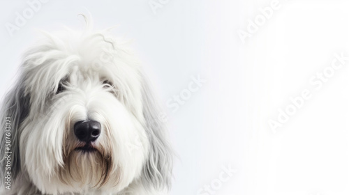 animal on the white Background dog Old English sheepdog generative ai photo