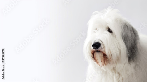animal on the white Background dog Old English sheepdog generative ai