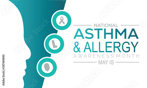 National Asthma and Allergy Awareness Month in May. banner design template Vector illustration background.
