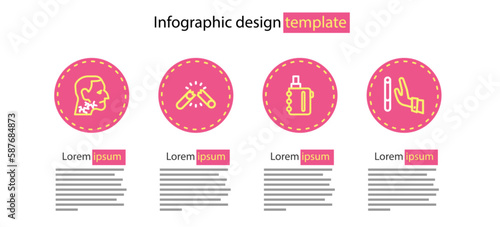Set line Electronic cigarette, Giving up, Broken and Throat cancer icon. Vector