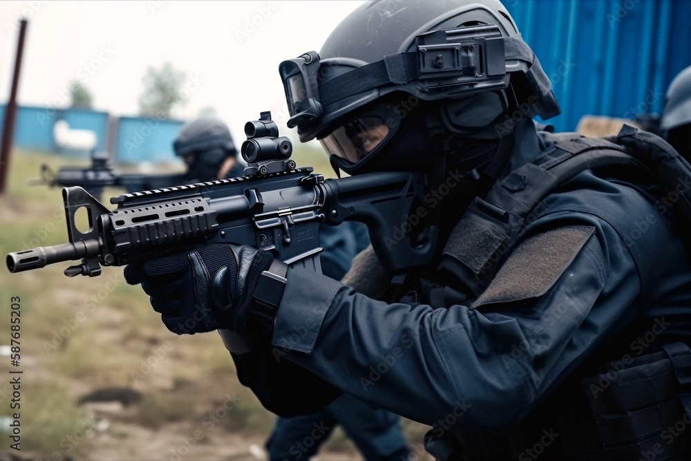 Special forces Anti-terrorist on mission. Generative AI. Special forces Anti-terrorist on mission. Generative AI.