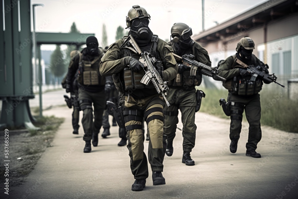 Special forces Anti-terrorist on mission. Generative AI. Special forces Anti-terrorist on mission. Generative AI.