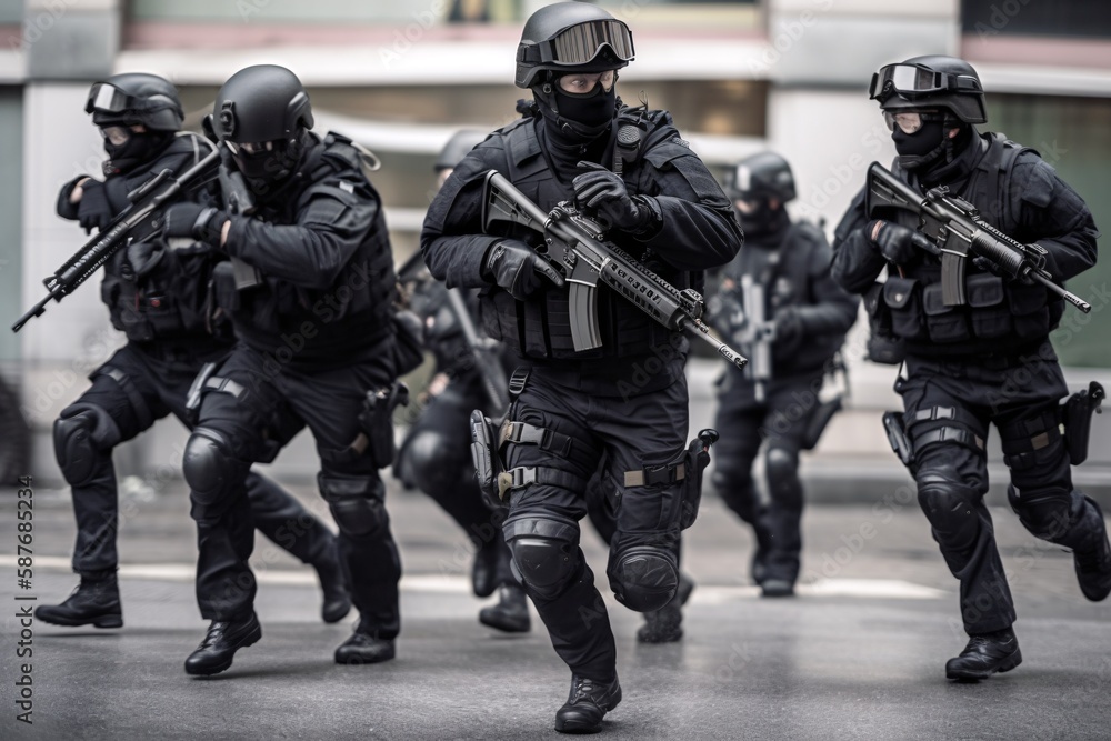 Special forces Anti-terrorist on mission. Generative AI. Special forces Anti-terrorist on mission. Generative AI.