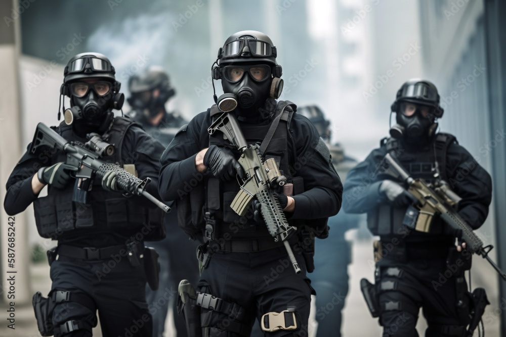 Special forces Anti-terrorist on mission. Generative AI. Special forces Anti-terrorist on mission. Generative AI.