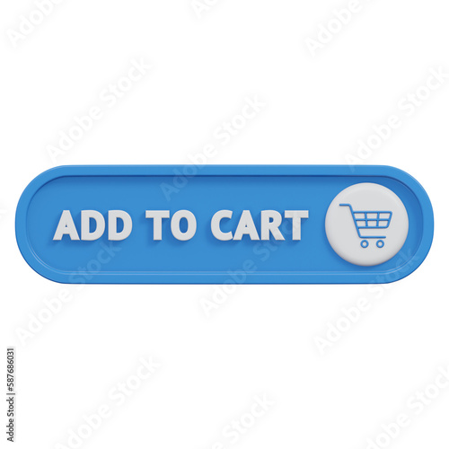 add to cart button 3d rendering icon illustration with transparent background, click button