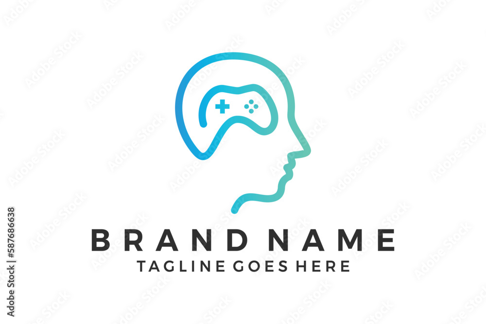 Human head and gaming logo design vector illustration Human head and gaming logo design vector illustration