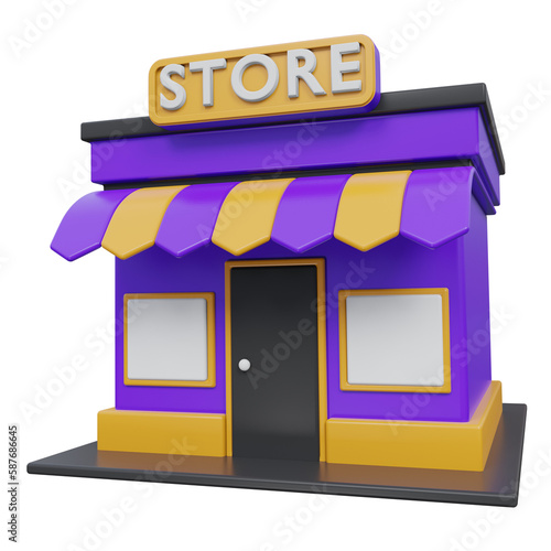 store 3d rendering icon illustration with transparent background, shopping and retail