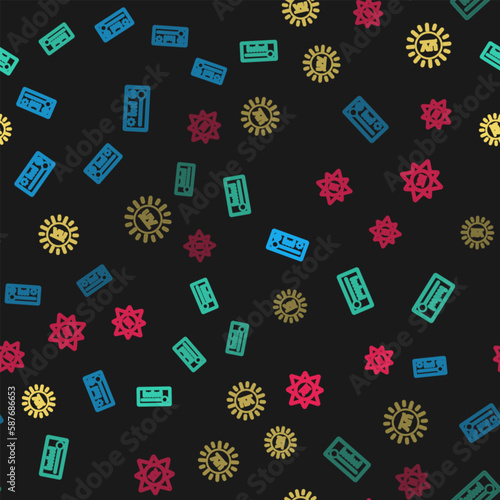 Set line Meteorology thermometer, , UV protection and on seamless pattern. Vector