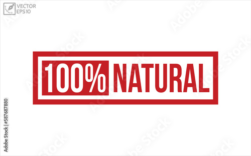 100% Natural rubber stamp vector illustration on white background. 100% Natural rubber stamp