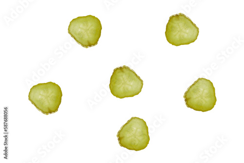  slices of pickle or pickled Cucumber  , isolated transparent background photo