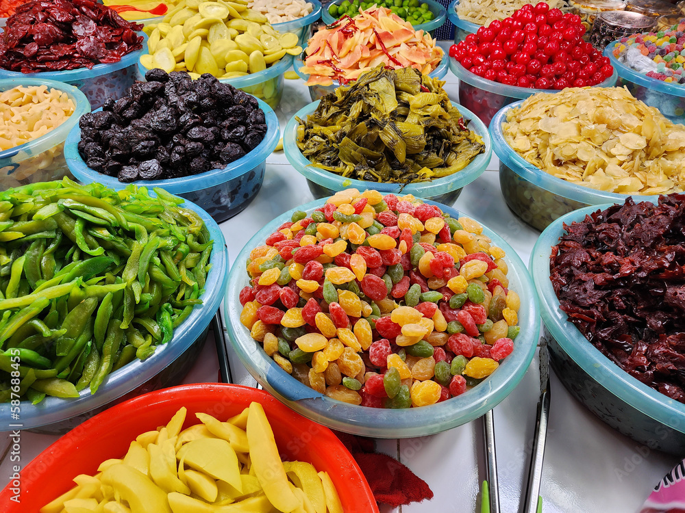 variety of candied fruit in the market variety of candied fruit in the market