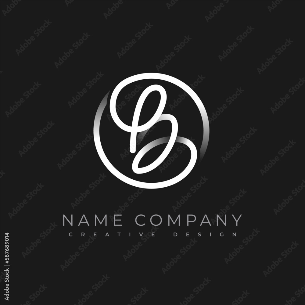 Fototapeta premium Simple Monogram B Company Logo. Hand drawn is an cursive initial letter B combined with a round frame. Usable sign for luxury business logos and branding. Flat vector logo design template element