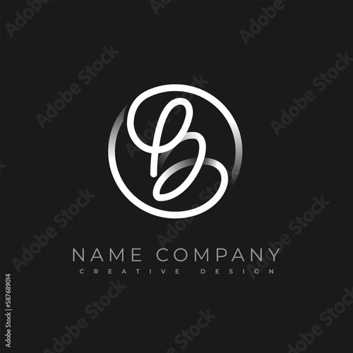 Simple Monogram B Company Logo. Hand drawn is an cursive initial letter B combined with a round frame. Usable sign for luxury business logos and branding. Flat vector logo design template element