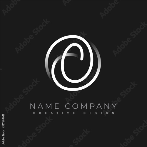 C Letter. Calligraphy minimal monogram. Template design logo. Hand drawn is an cursive initial letter combined with a round frame. Emblem vector