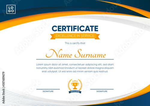 Professional Certificate Template Design with Gradient Color Style