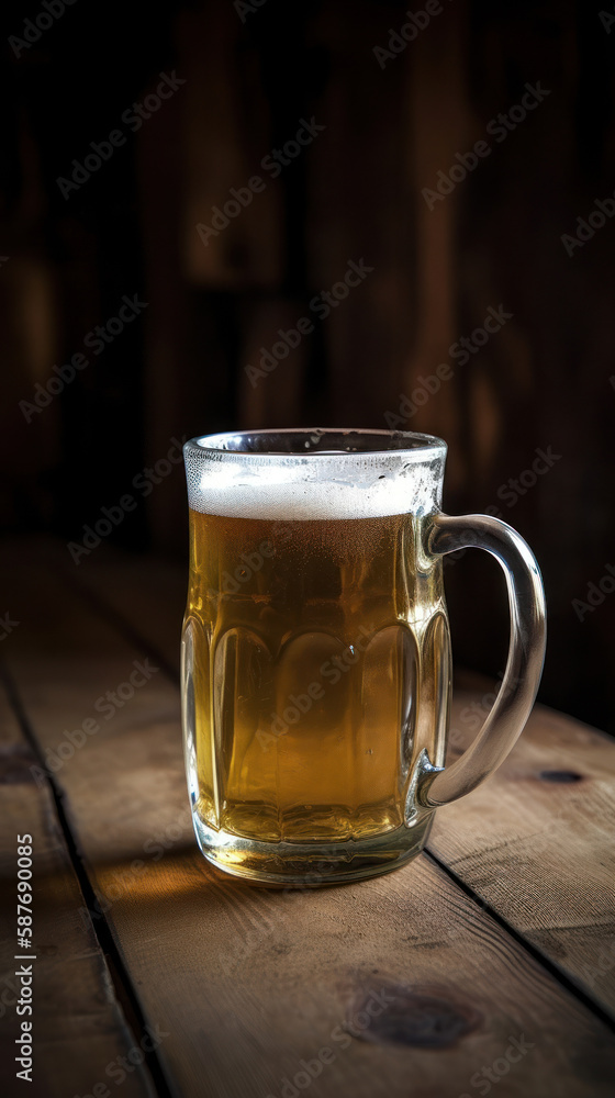 A Mug  of Beer In a Rustic Setting