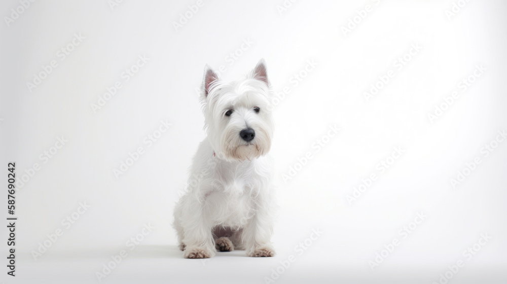 animal on the white Background dog West Highland White Terrier generative ai