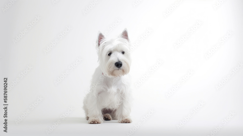 animal on the white Background dog West Highland White Terrier generative ai animal on the white Background dog West Highland White Terrier generative ai