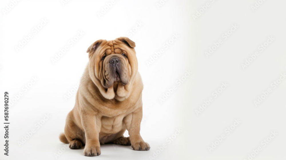 animal on the white Background dog Sharpei generative ai animal on the white Background dog Sharpei generative ai