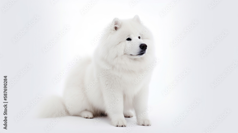 animal on the white Background dog  Samoyed generative ai