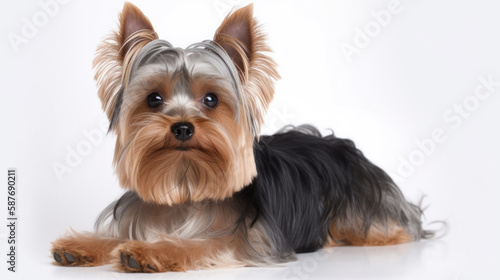 animal on the white Background dog Yorkshire terrier generative ai