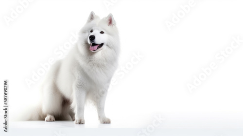 animal on the white Background dog Samoyed generative ai