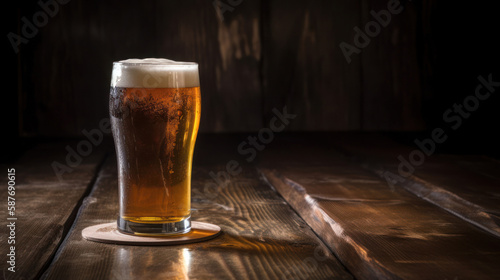 Fotografia A Pint of Beer In a Rustic Setting
