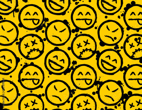 creepy smile emoji emtiocon street pattern