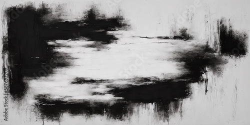 Abstract painting background, black and white composition. Generative AI