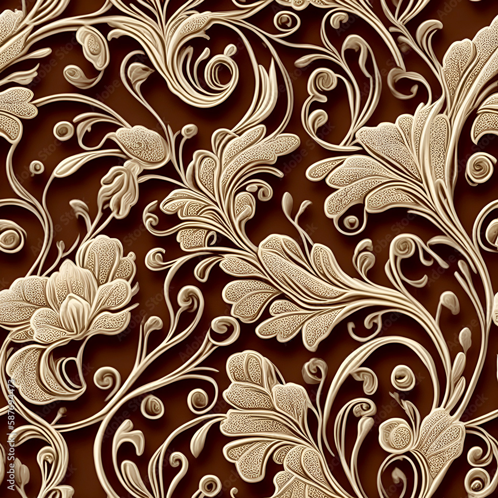 Seamless pattern artistic embossed painting flowers, AI art, Digital art Seamless pattern artistic embossed painting flowers, AI art, Digital art