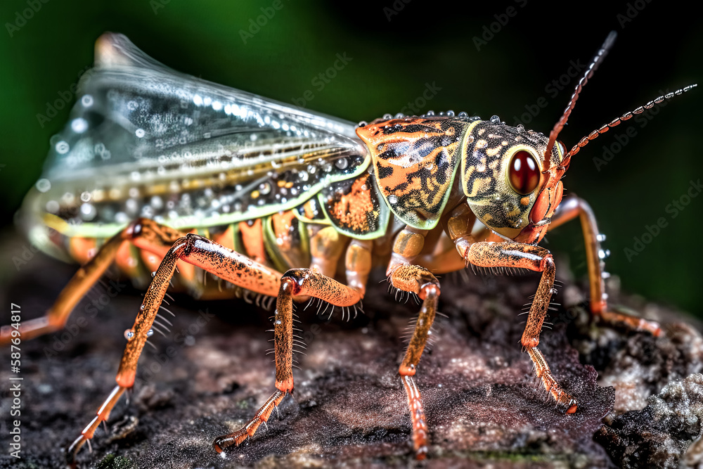 A mesmerizing close-up view of an insect comes to life with vivid colors - generative ai. A mesmerizing close-up view of an insect comes to life with vivid colors - generative ai.