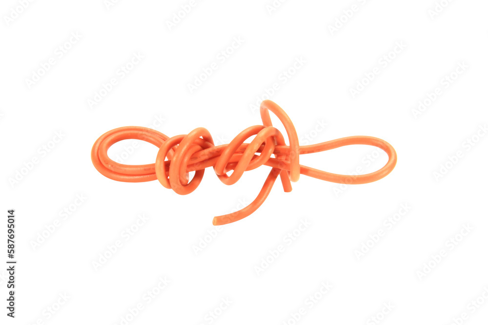 orange wire cable of usb and adapter isolated on white background.Electronic Connector.Selection focus. orange wire cable of usb and adapter isolated on white background.Electronic Connector.Selection focus.