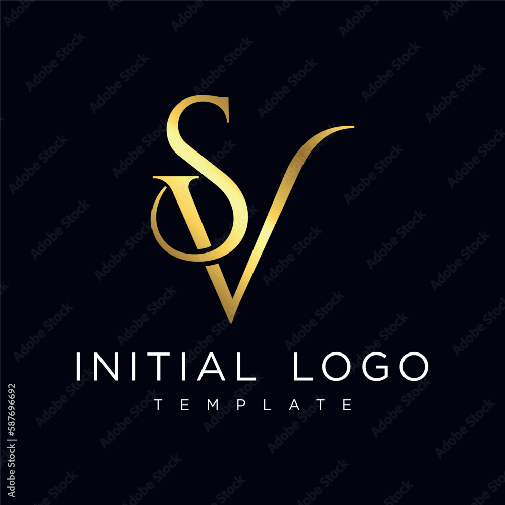SV Elegant Luxury Initial Letter Logo Template SV Elegant Luxury Initial Letter Logo Template