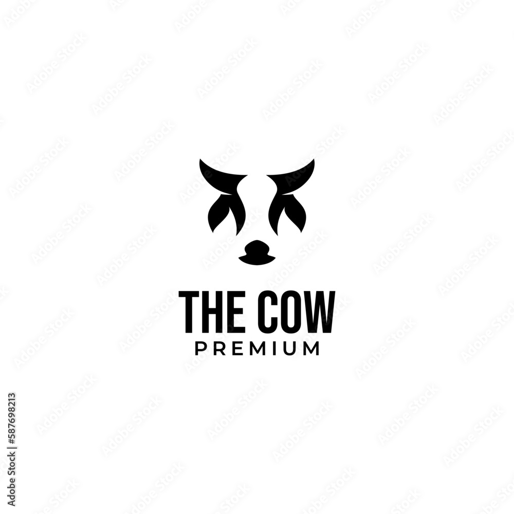 Vector head of a cow in a circle logo design concept for stock raising, meat dairy farm and food Vector head of a cow in a circle logo design concept for stock raising, meat dairy farm and food