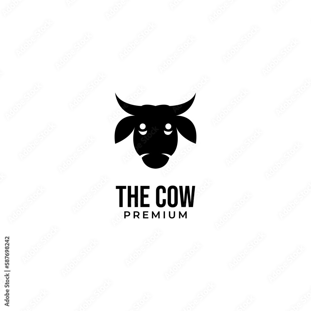 Vector head of a cow in a circle logo design concept for stock raising, meat dairy farm and food