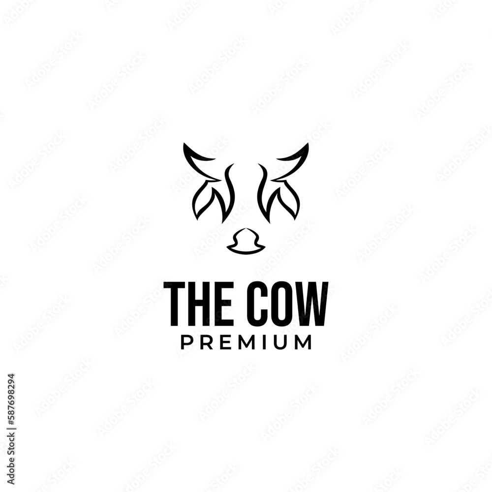 Vector head of a cow in a circle logo design concept for stock raising, meat dairy farm and food Vector head of a cow in a circle logo design concept for stock raising, meat dairy farm and food