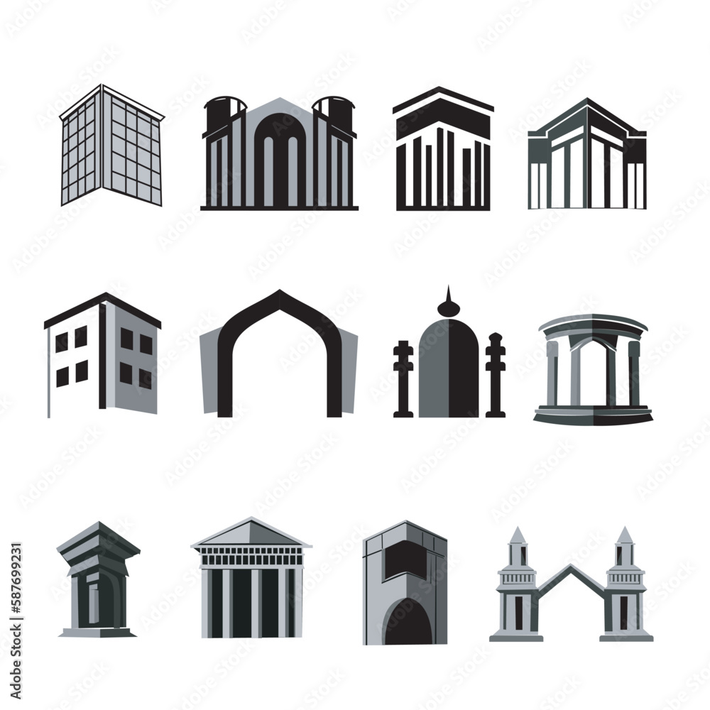 Fototapeta premium icons set building