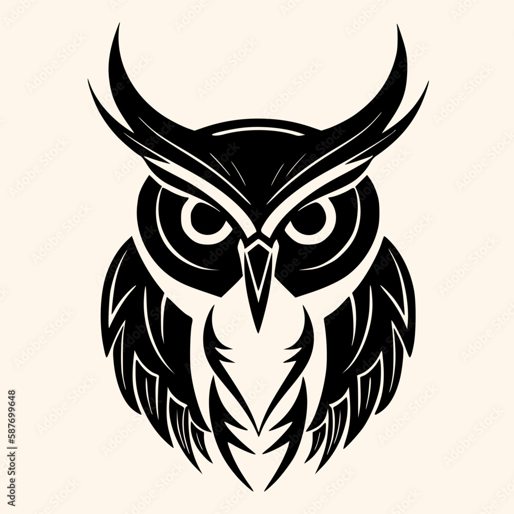 Obraz premium Owl vector for logo or icon,clip art, drawing Elegant minimalist style,abstract style Illustration 