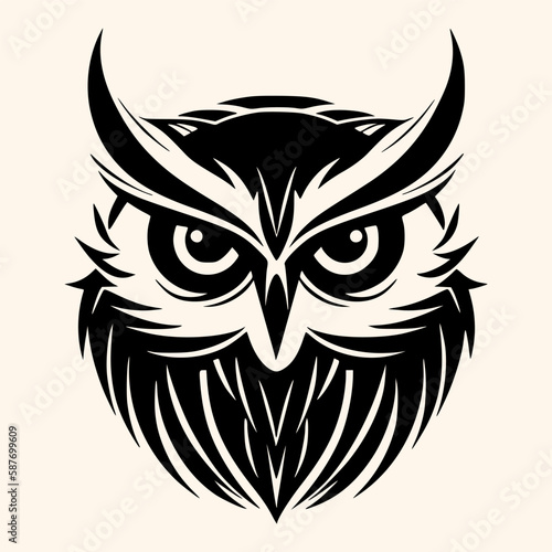 Owl vector for logo or icon,clip art, drawing Elegant minimalist style,abstract style Illustration	