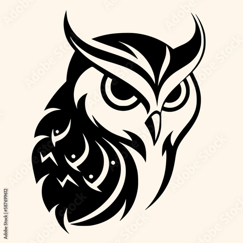 Owl vector for logo or icon,clip art, drawing Elegant minimalist style,abstract style Illustration	