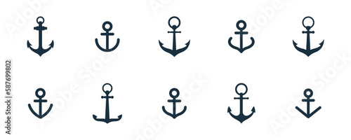Print op canvas Set of anchor icons on white background
