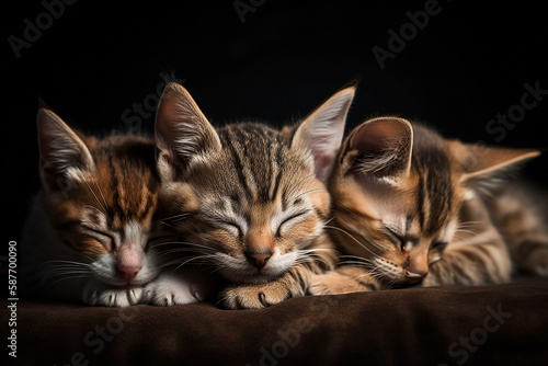 Sleeping Kittens. Generative AI. A digital painting of a portrait of sleeping kittens.