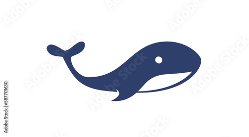 Blue whale flat vector icon