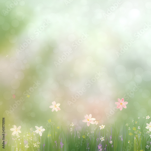 Spring background with flowers, soft light