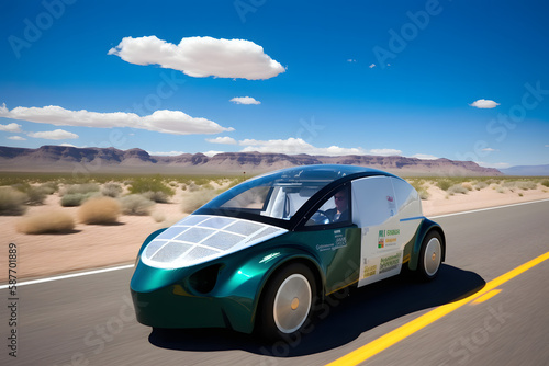 Solar car in the desert